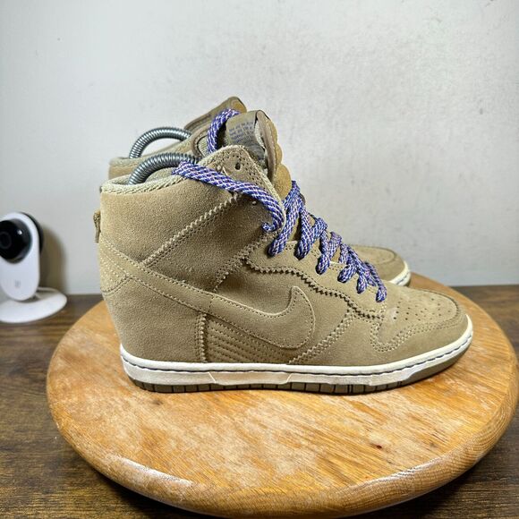 Nike Dunk Sky Hi Black Hidden Brown Suede Filbert 528899-201 Shoes Womens Size 9